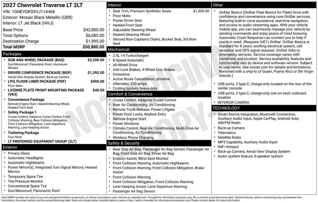 New 2027 Chevrolet Traverse LT w/ Sun and Wheel Package AWD/4WD image 6