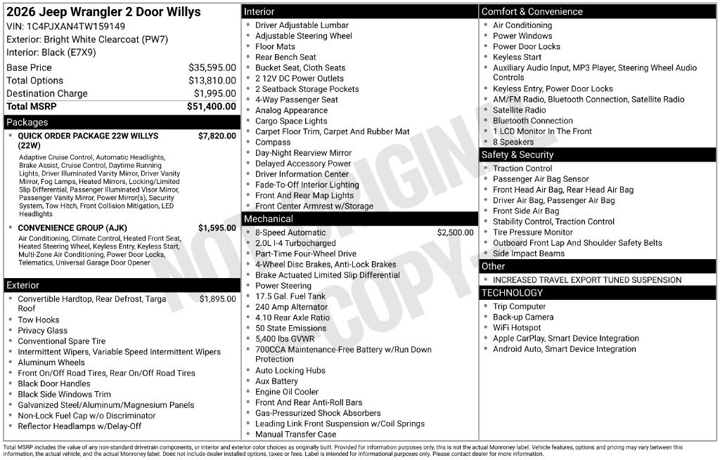 New 2026 Jeep Wrangler Sport AWD/4WD image 28