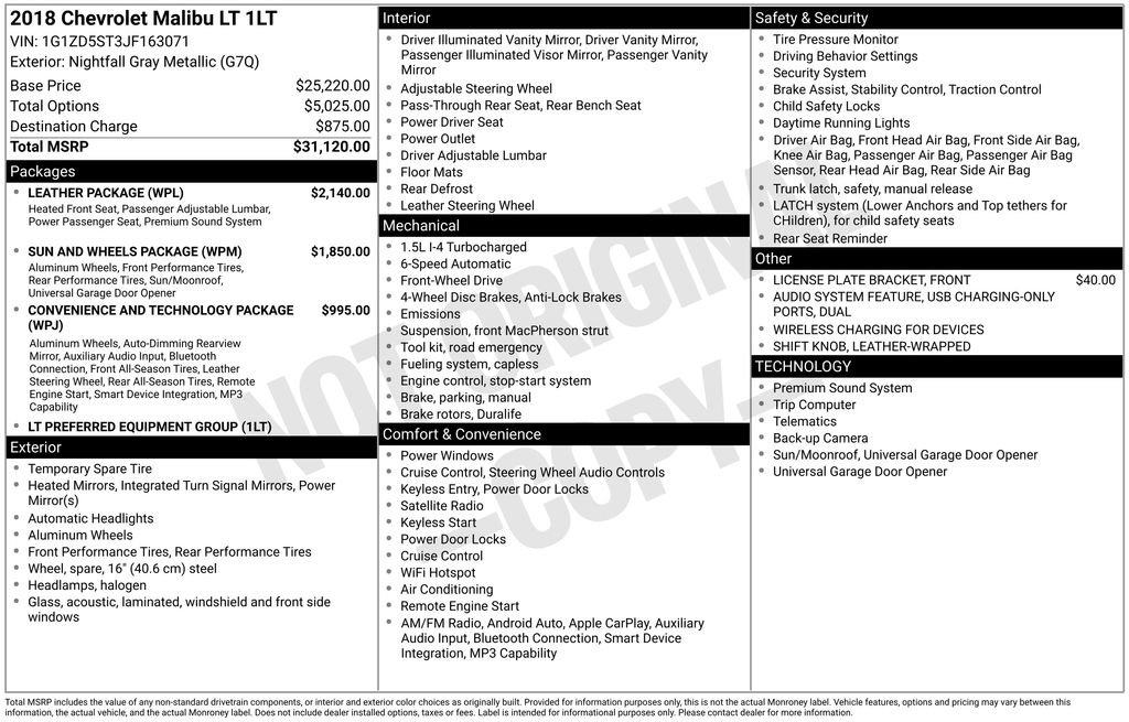 Used 2018 Chevrolet Malibu LT w/ Leather Package image 3