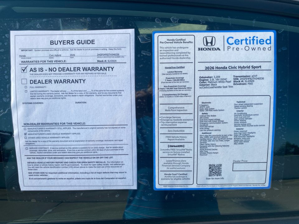 Certified 2026 Honda Civic FWD Hybrid Sedan image 37