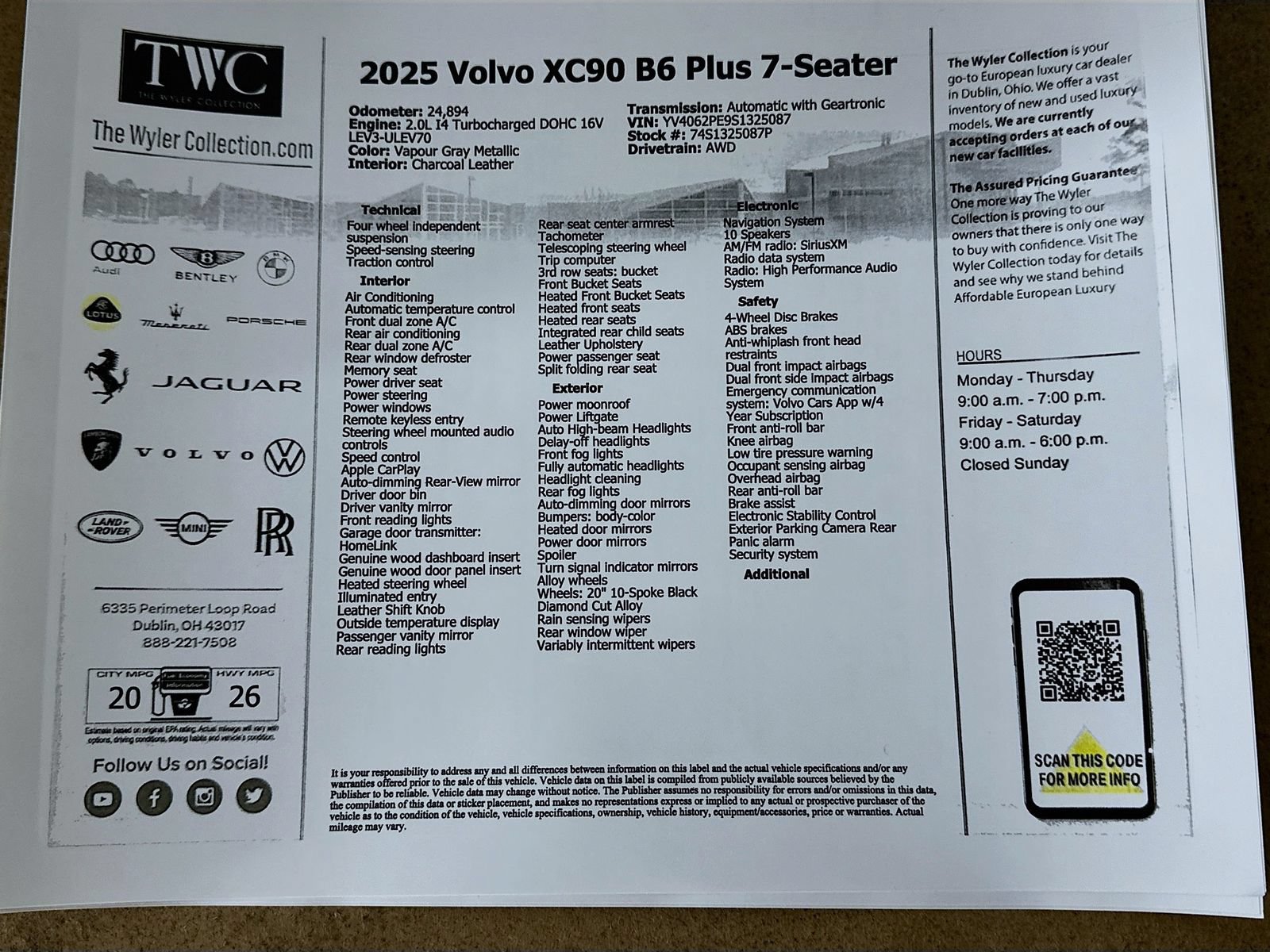 Used 2025 Volvo XC90 B6 Plus w/ Protection Package Premier AWD/4WD image 47