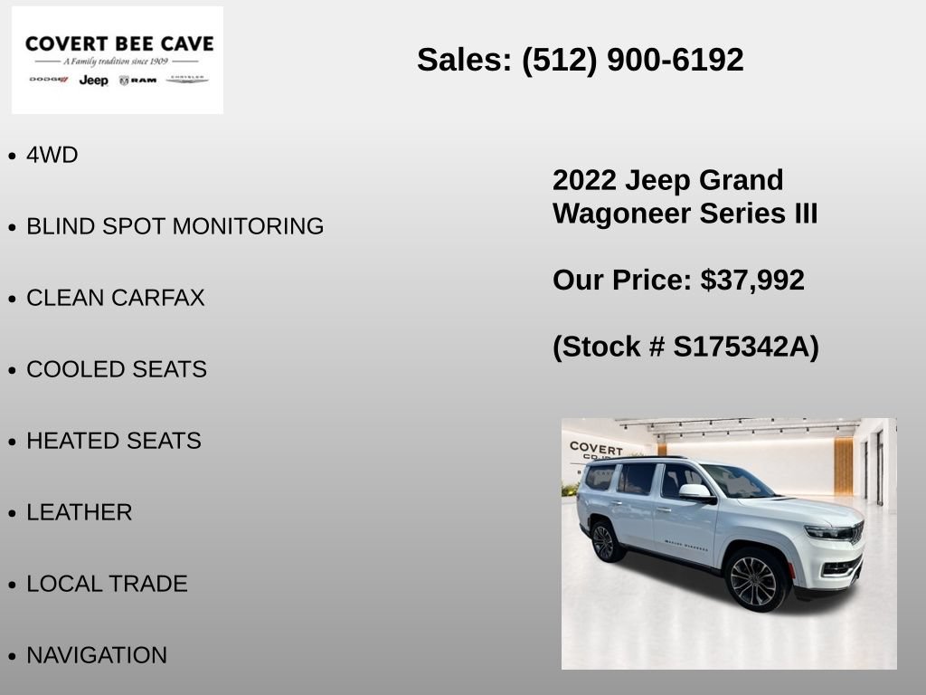 Used 2022 Jeep Grand Wagoneer Series III w/ Rear Seat Video Group 1 AWD/4WD image 7