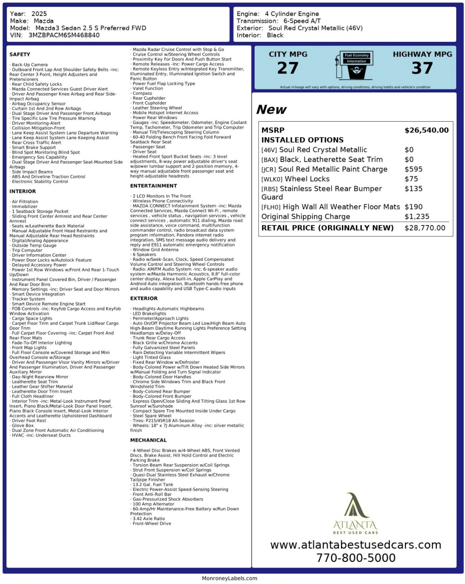 Used 2025 MAZDA MAZDA3 s image 50