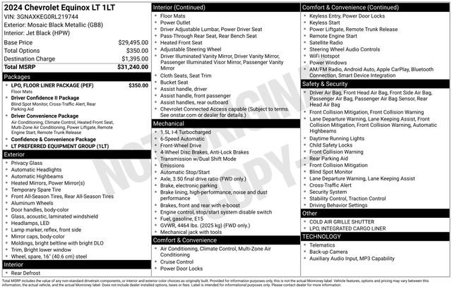 Used 2024 Chevrolet Equinox LT w/ LPO, Floor Liner Package FWD image 2