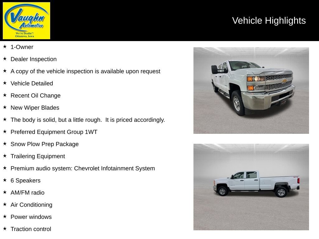 Used 2019 Chevrolet Silverado 2500 W/T w/ Snow Plow Prep Package image 2