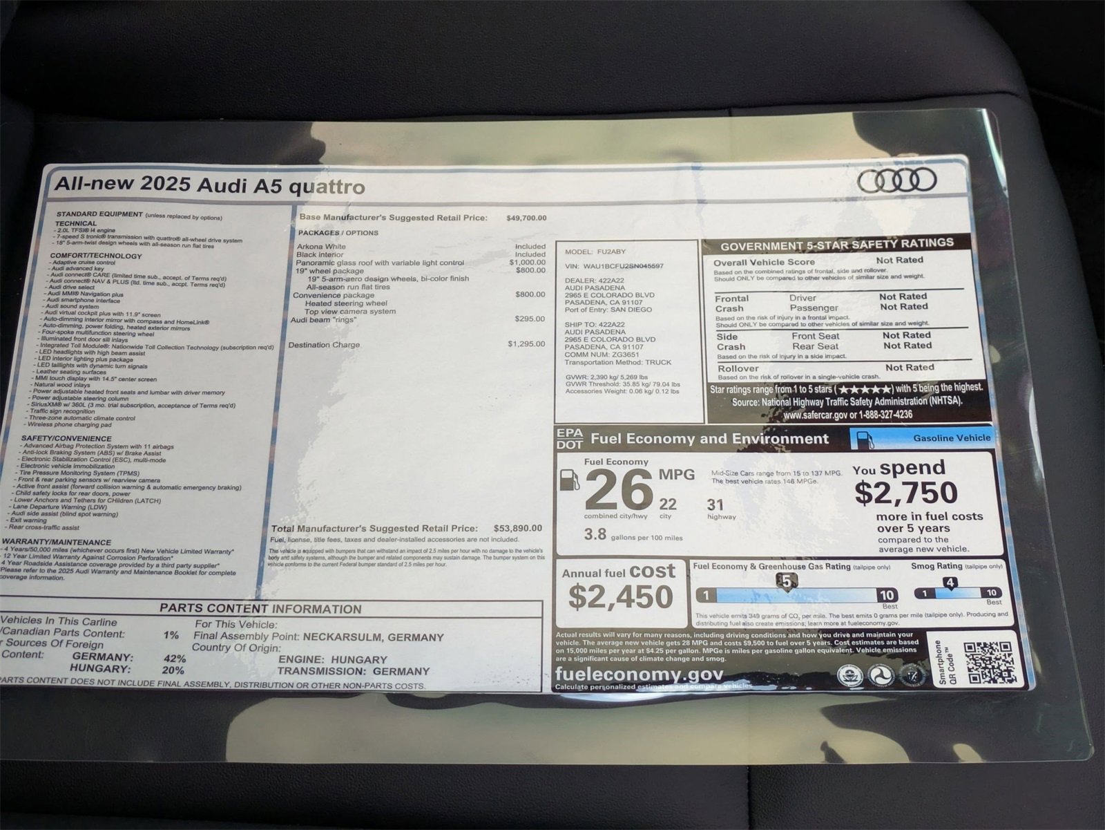 New 2025 Audi A5 2.0T Premium image 18