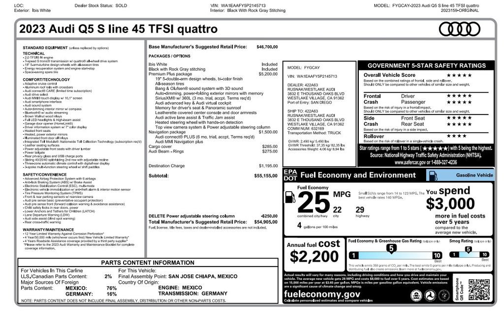 Used 2023 Audi Q5 2.0T Premium Plus w/ Premium Plus Package AWD/4WD image 2
