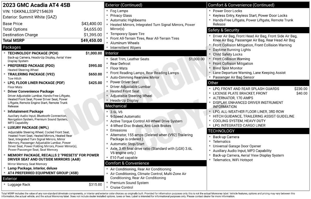 Used 2023 GMC Acadia AT4 w/ Technology Package AWD/4WD image 6