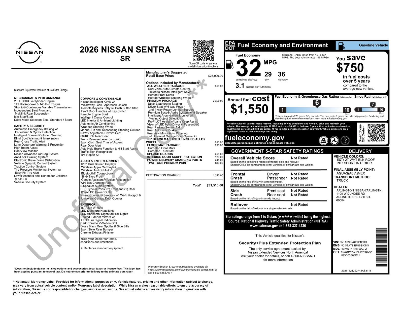 New 2026 Nissan Sentra SR w/ SR Premium Package FWD image 35