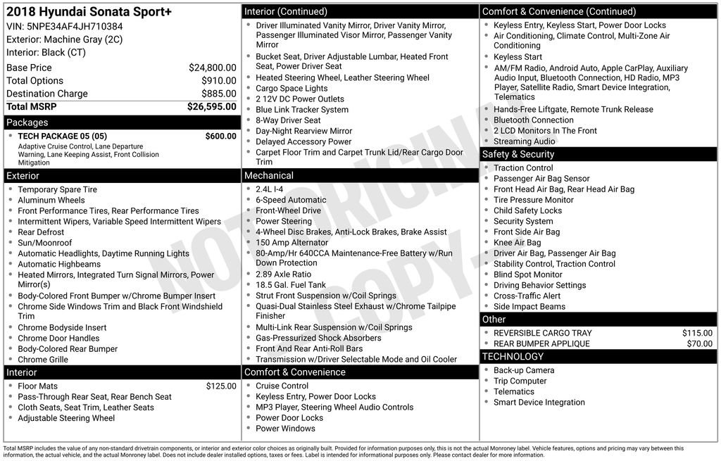 Used 2018 Hyundai Sonata Sport w/ Tech Package 05 image 10