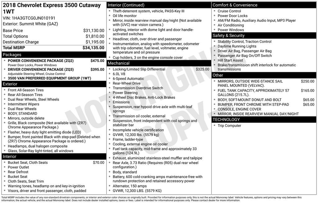 Used 2018 Chevrolet Express 3500 Extended w/ Power Convenience Package image 3