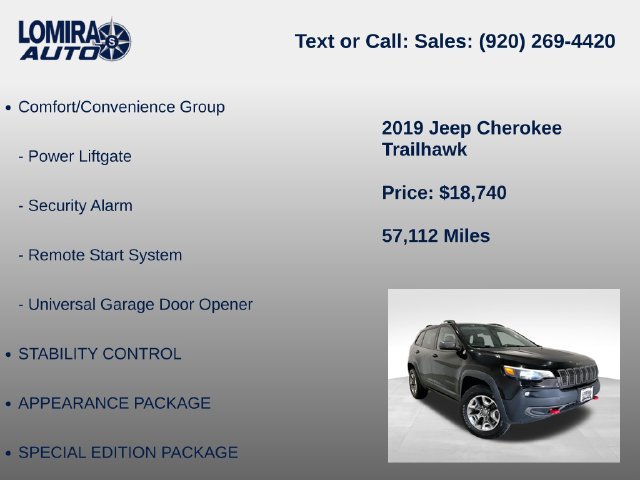 Used 2019 Jeep Cherokee Trailhawk w/ Comfort & Convenience Group AWD/4WD image 14