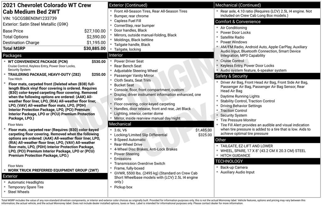 Used 2021 Chevrolet Colorado W/T w/ WT Convenience Package RWD image 4