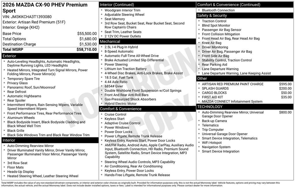 New 2026 MAZDA CX-90 Plug-In Hybrid w/Premium Sport AWD/4WD image 6