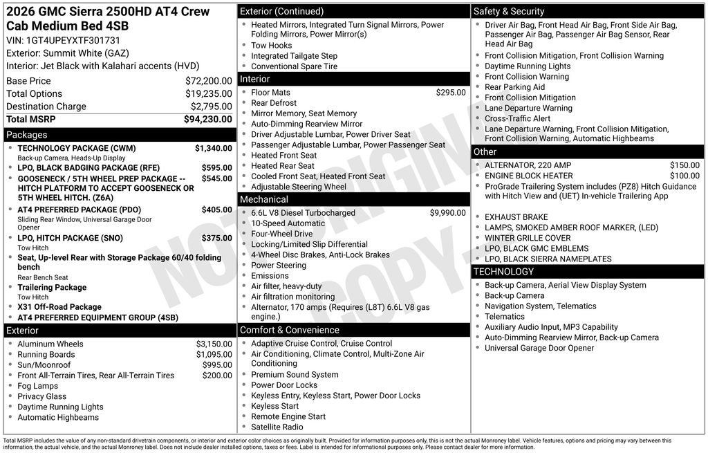 New 2026 GMC Sierra 2500 AT4 w/ Technology Package AWD/4WD image 4