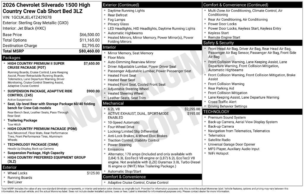 New 2026 Chevrolet Silverado 1500 High Country AWD/4WD image 28