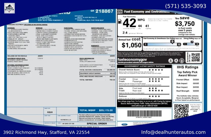 Used 2016 Ford Fusion SE w/ Equipment Group 502A FWD image 1