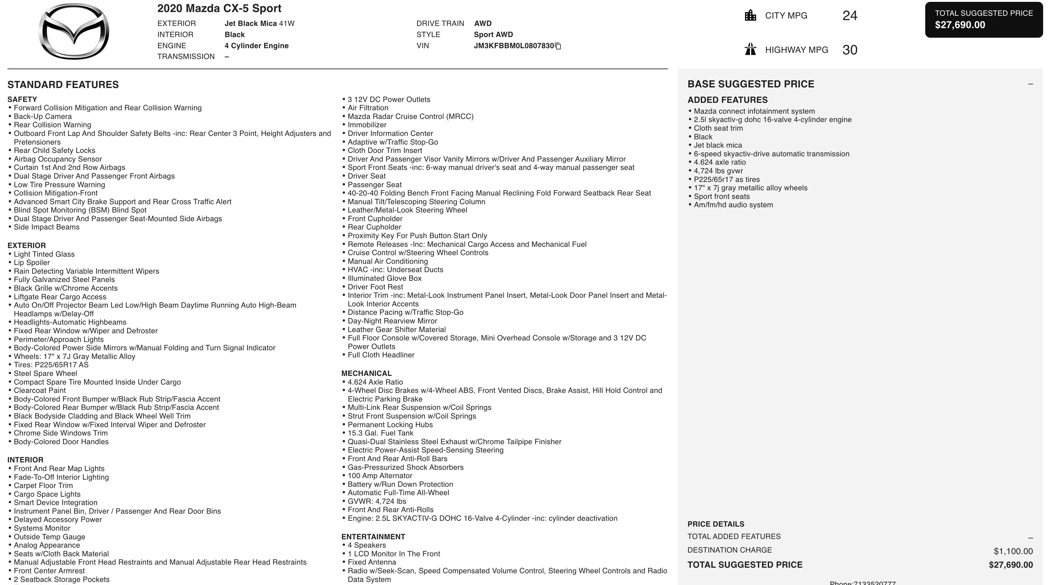 Used 2020 MAZDA CX-5 Sport image 2