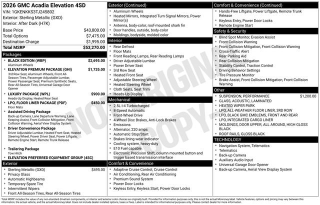 New 2026 GMC Acadia Elevation w/ Black Edition FWD image 25