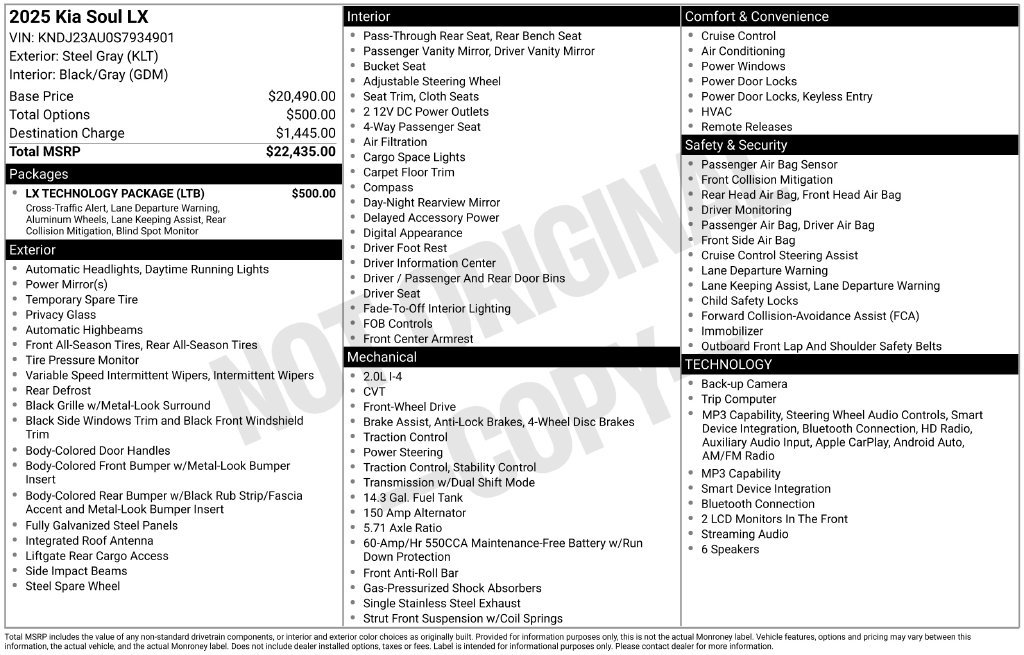 Used 2025 Kia Soul LX w/ LX Technology Package FWD image 58