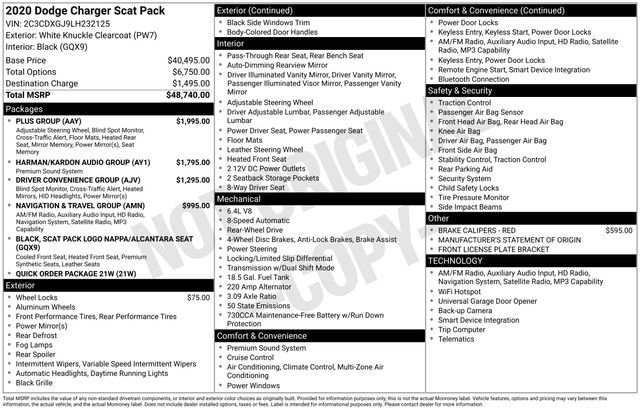 Used 2020 Dodge Charger Scat Pack w/ Plus Group RWD image 32