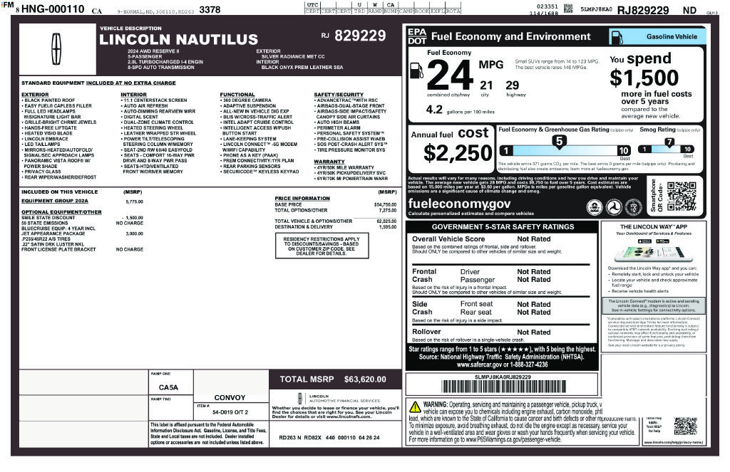 Used 2024 Lincoln Nautilus Reserve w/ Equipment Group 202A AWD/4WD image 30