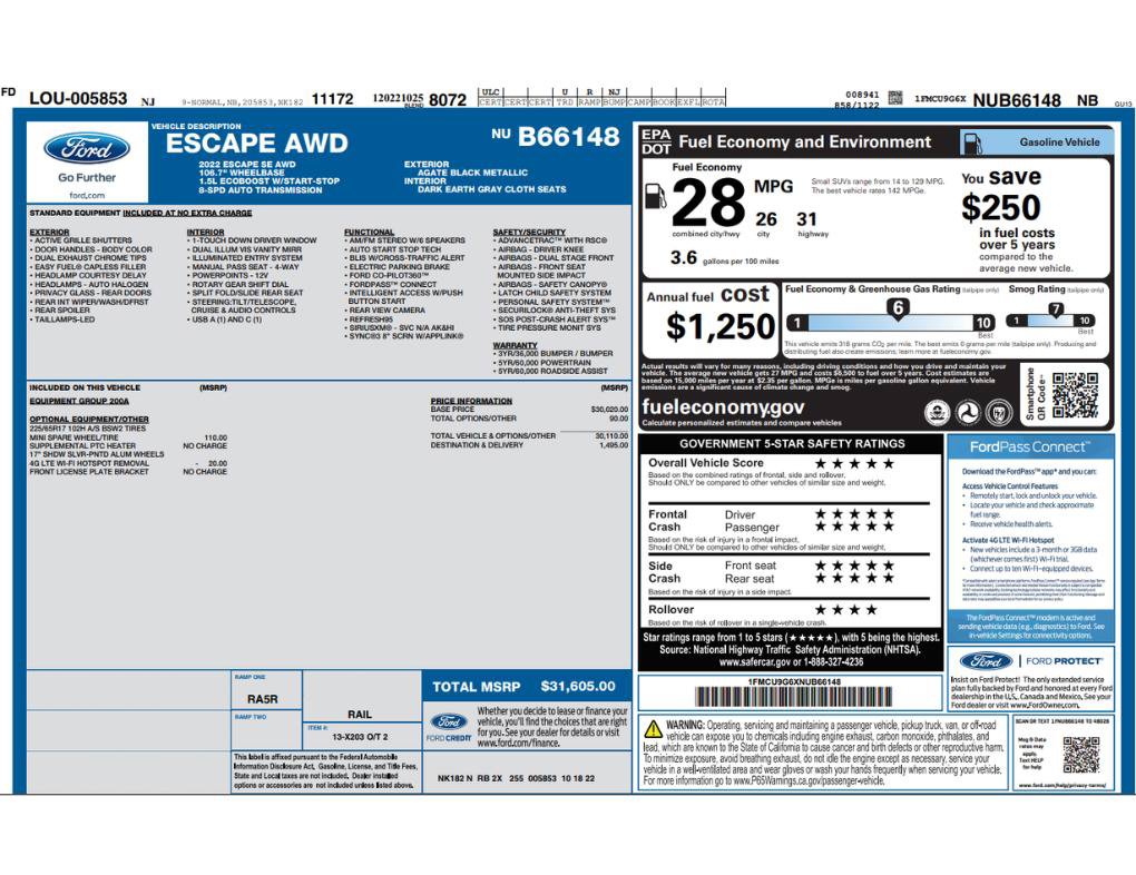 Used 2022 Ford Escape SE AWD/4WD image 2