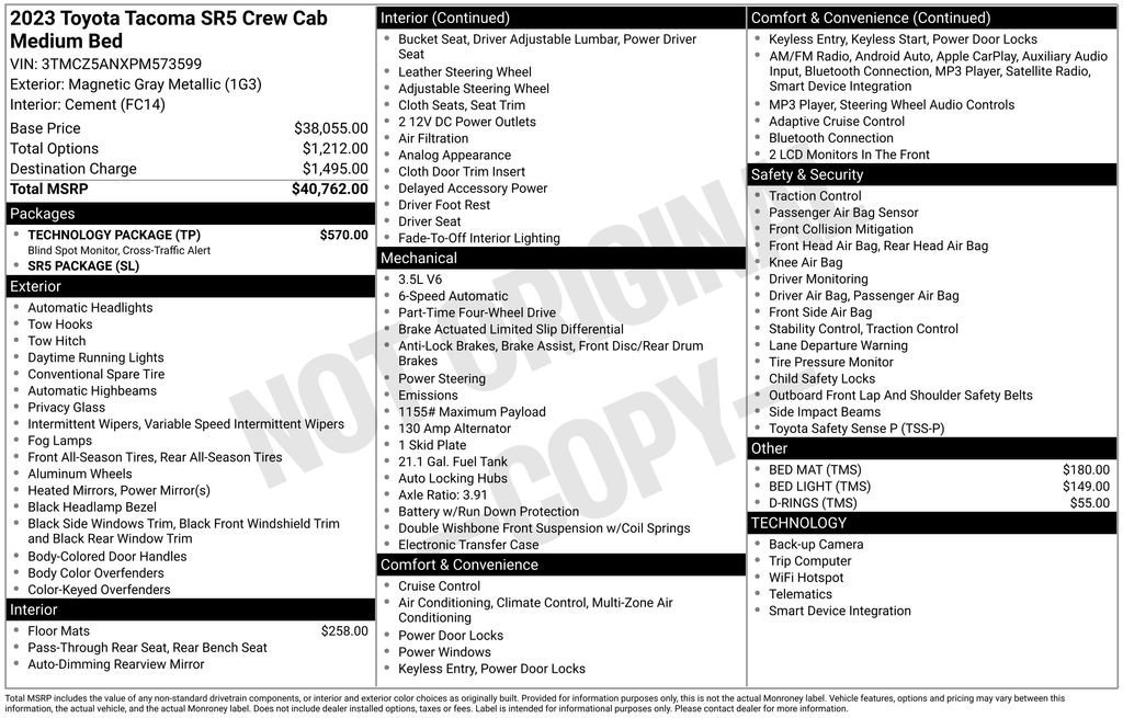 Used 2023 Toyota Tacoma SR5 w/ Technology Package image 3