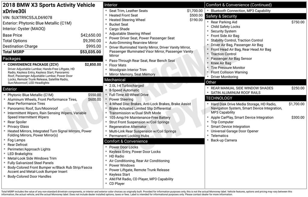 Used 2018 BMW X3 xDrive30i w/ Convenience Package image 5