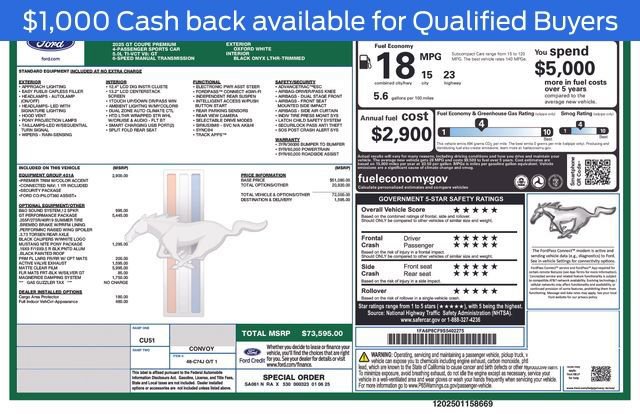 New 2025 Ford Mustang GT Premium w/ GT Performance Package RWD image 5