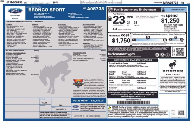 Used 2021 Ford Bronco Sport Badlands w/ Badlands Package image 2