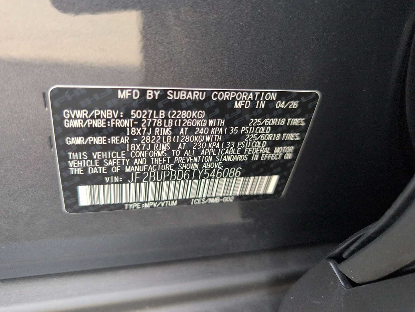 New 2026 Subaru Outback Premium AWD/4WD image 34