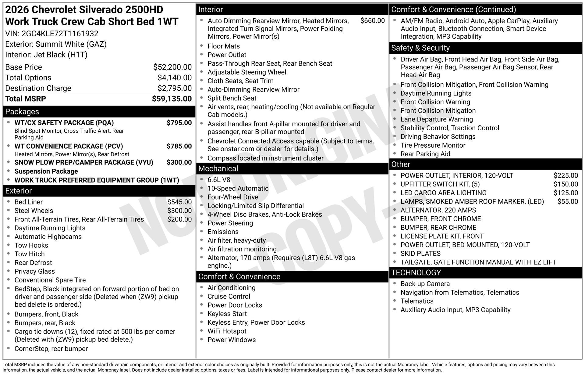 New 2026 Chevrolet Silverado 2500 W/T w/ WT/CX Safety Package AWD/4WD image 4