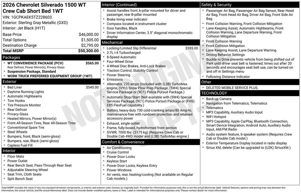 New 2026 Chevrolet Silverado 1500 W/T w/ WT Convenience Package AWD/4WD image 34