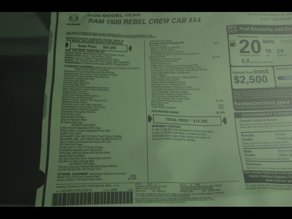 New 2026 RAM 1500 Rebel w/ Rebel Level 2 Equipment Group AWD/4WD image 29