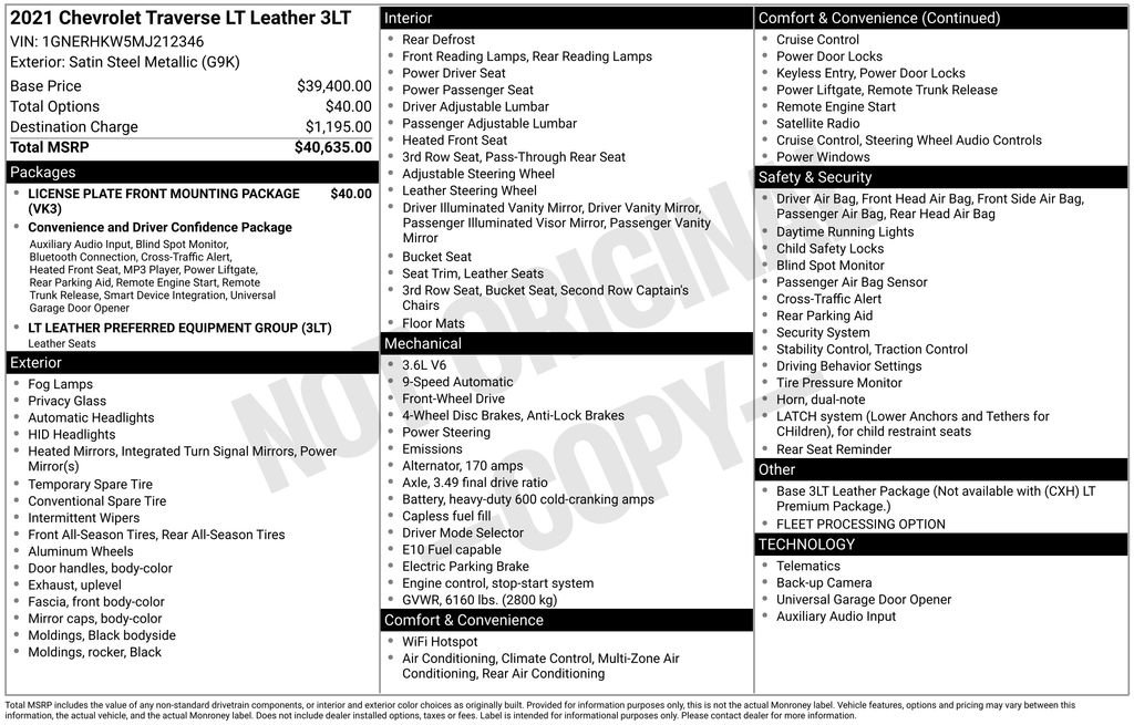 Used 2021 Chevrolet Traverse LT image 31