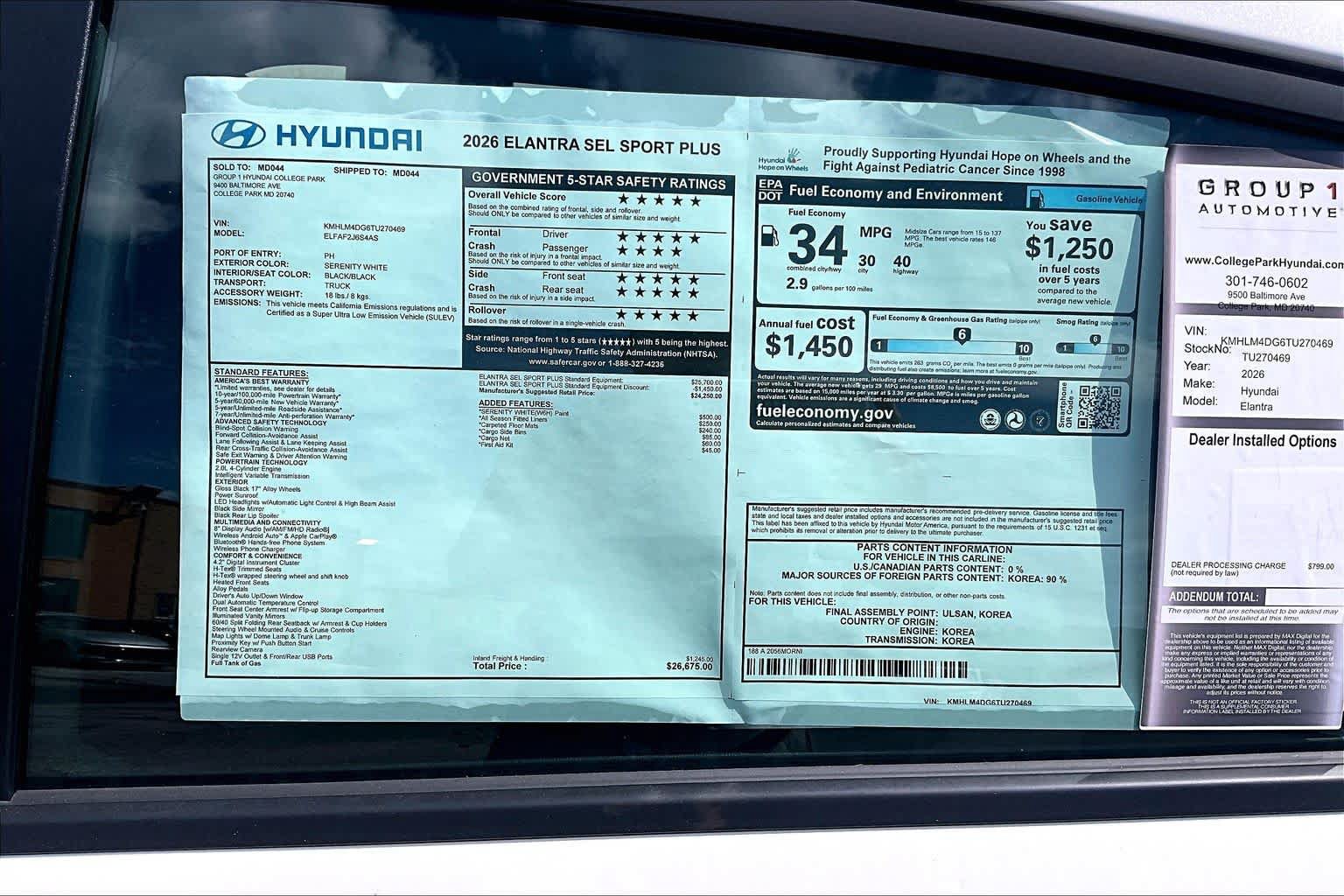 New 2026 Hyundai Elantra SEL Sport FWD image 19
