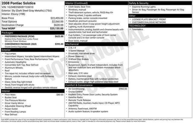 Used 2008 Pontiac Solstice Convertible w/ Preferred Package RWD image 4