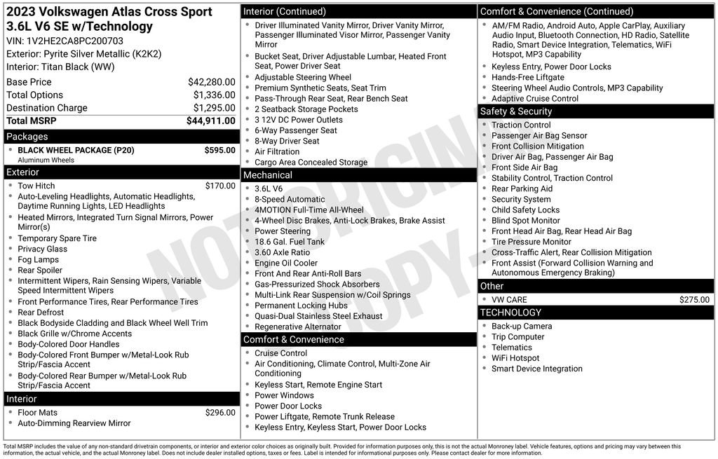 Certified 2023 Volkswagen Atlas Cross Sport SE w/ Black Wheel Package AWD/4WD image 17