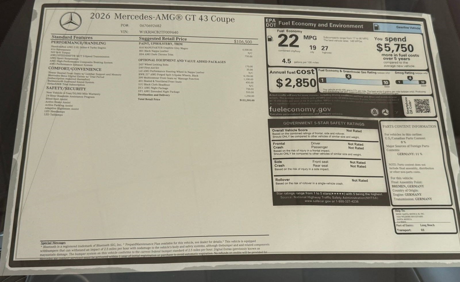 New 2026 Mercedes-Benz AMG GT 43 image 30