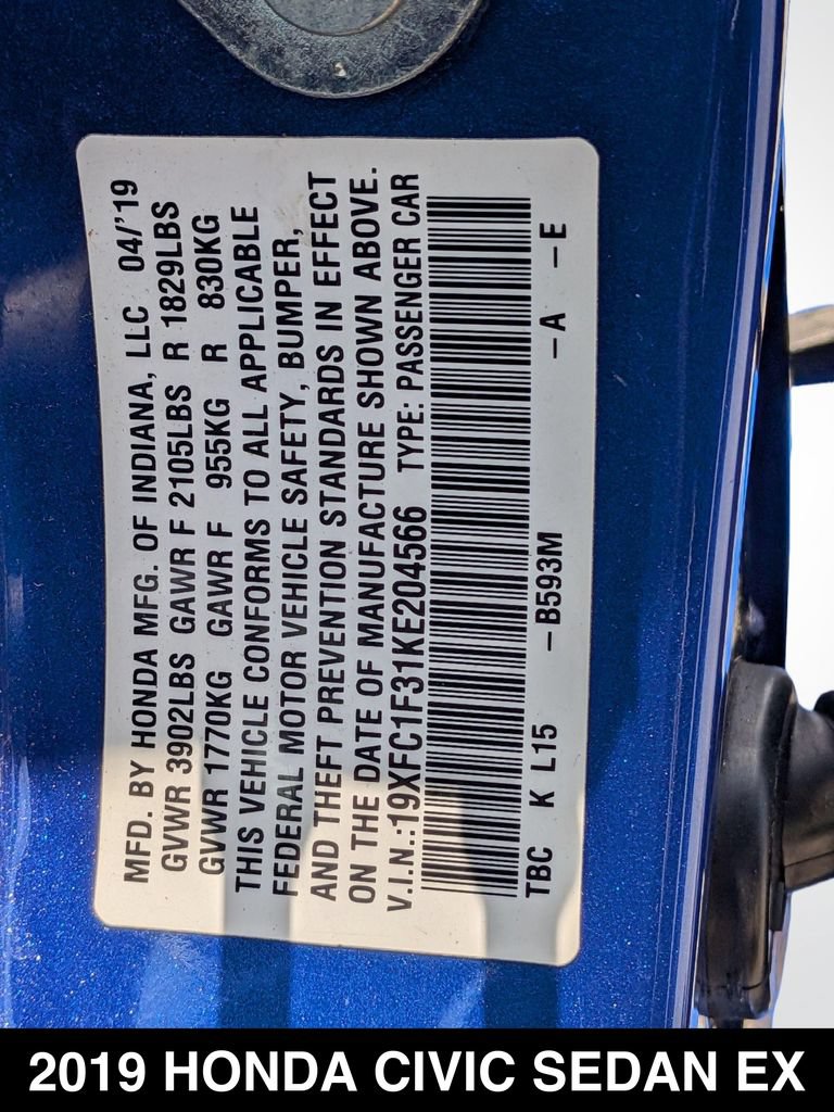 Used 2019 Honda Civic EX image 25