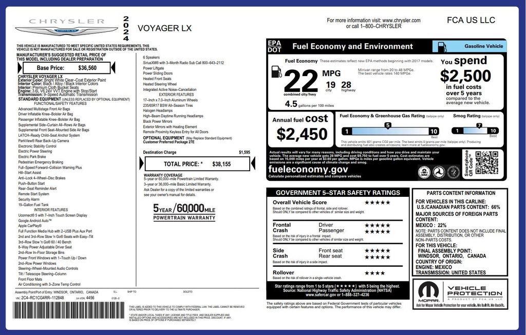 Certified 2024 Chrysler Voyager LX FWD image 4