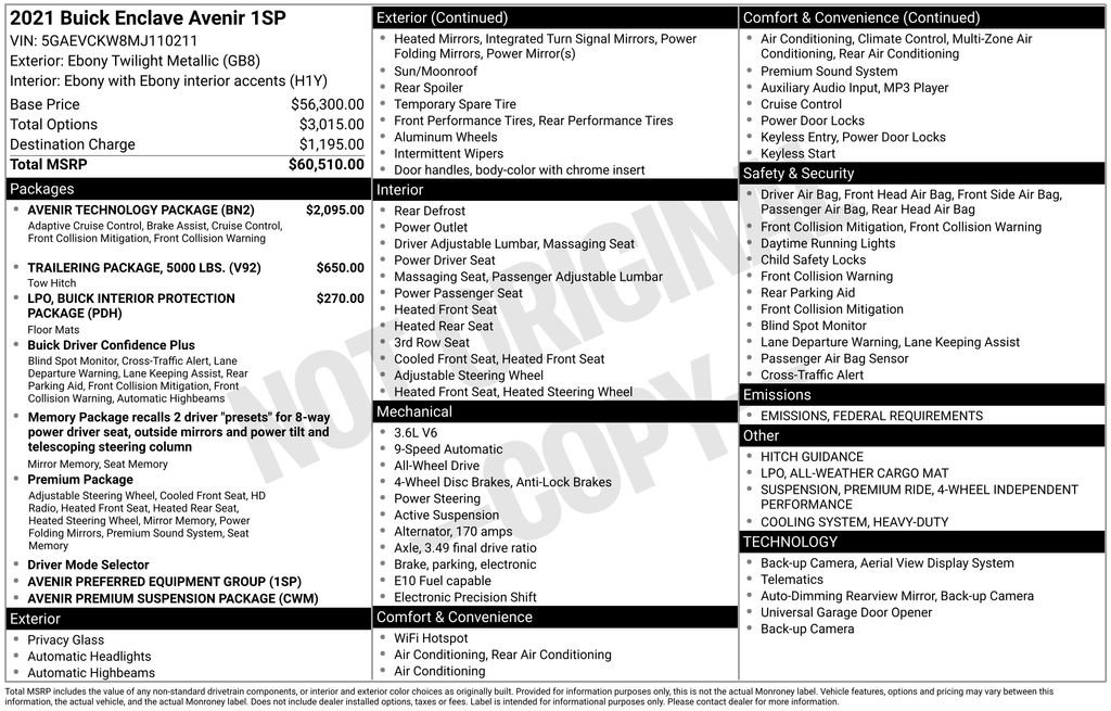 Used 2021 Buick Enclave Avenir w/ Avenir Technology Package image 26