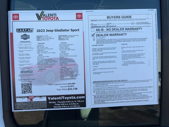 Used 2023 Jeep Gladiator Sport w/ Trailer Tow Package image 34