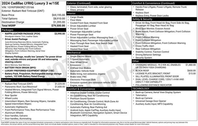 Certified 2024 Cadillac Lyriq Luxury w/ Nappa Leather Package RWD image 33