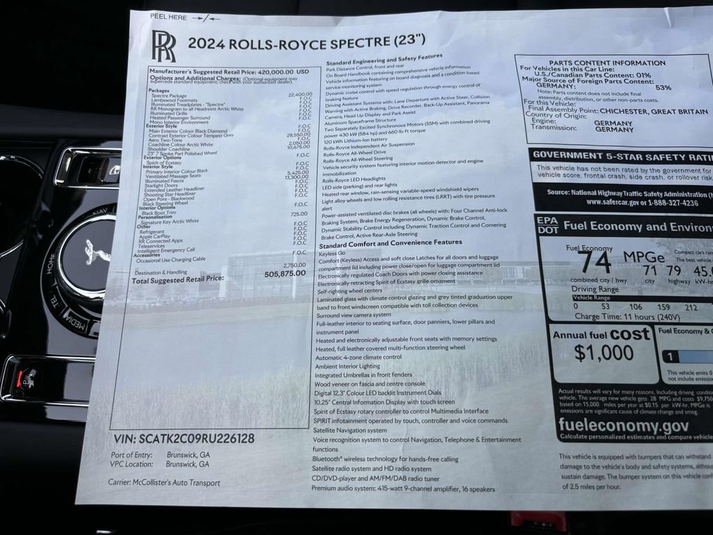 Certified 2024 Rolls-Royce Spectre w/ Spectre Launch Package image 28