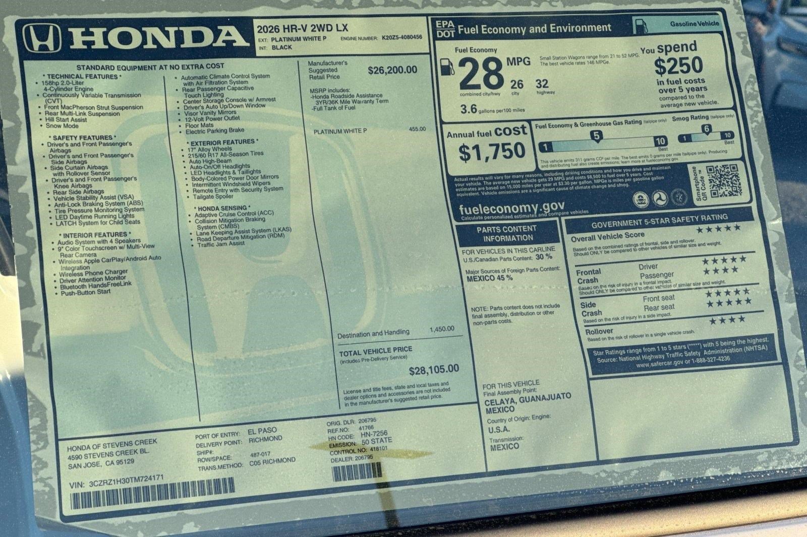 New 2026 Honda HR-V LX image 32