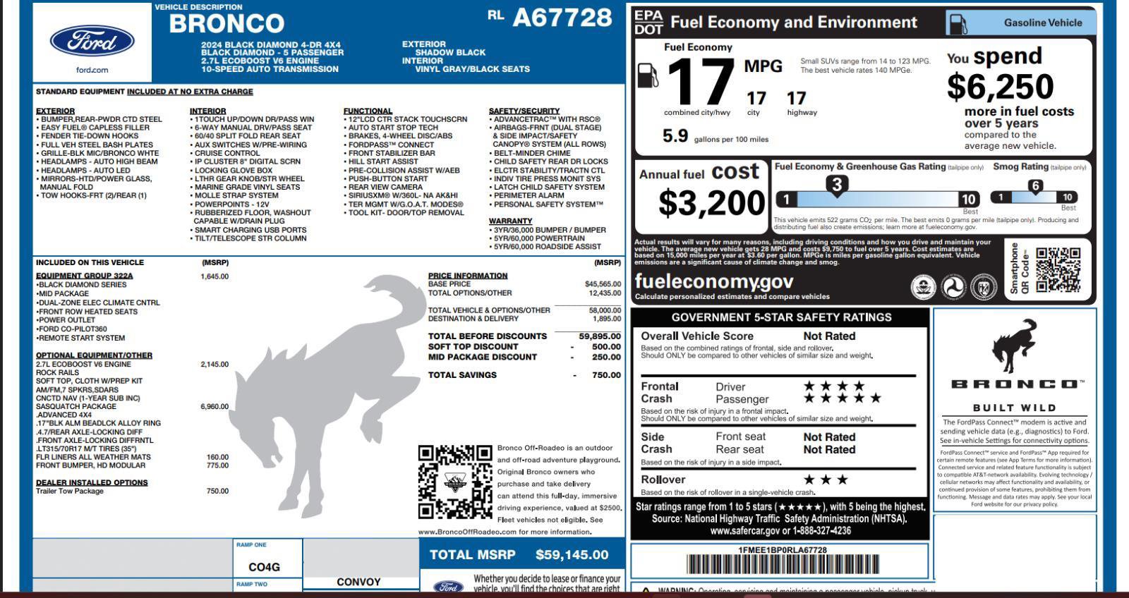 Used 2024 Ford Bronco Black Diamond w/ Sasquatch Package image 4