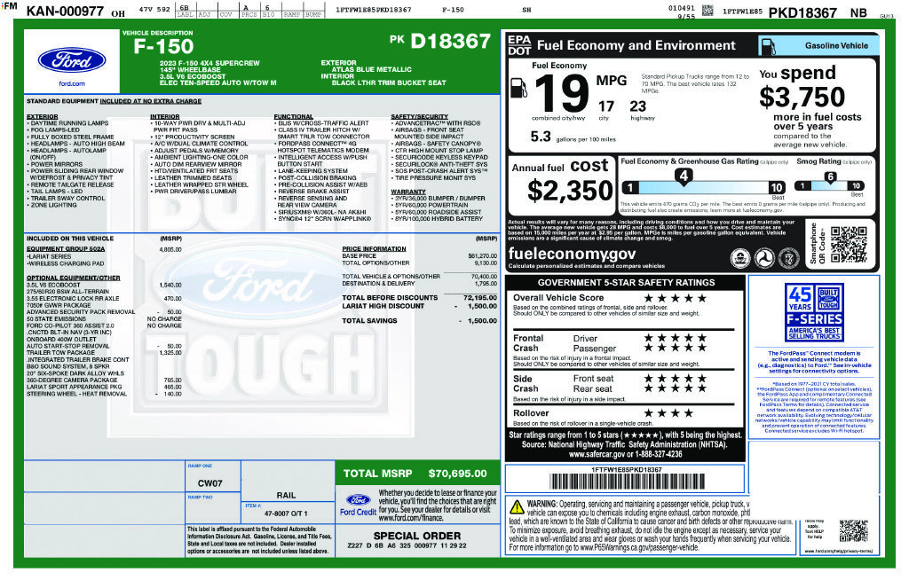 Used 2023 Ford F150 Lariat w/ Equipment Group 502A High AWD/4WD image 5