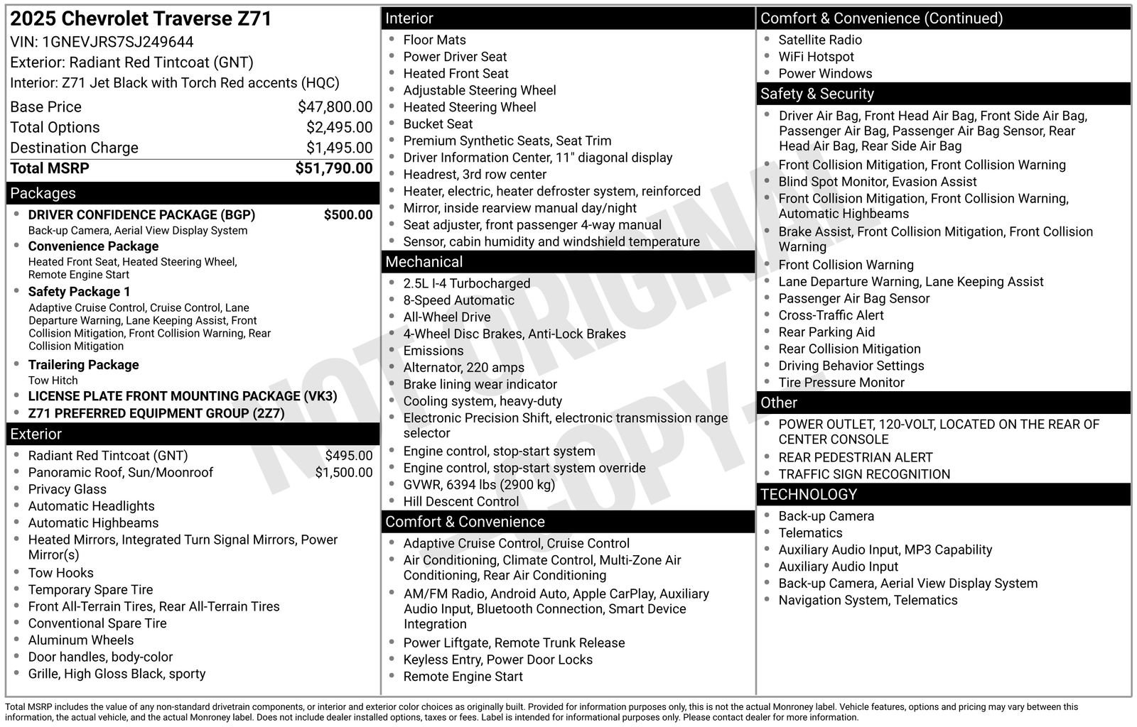 Certified 2025 Chevrolet Traverse Z71 w/ Driver Confidence Package image 35